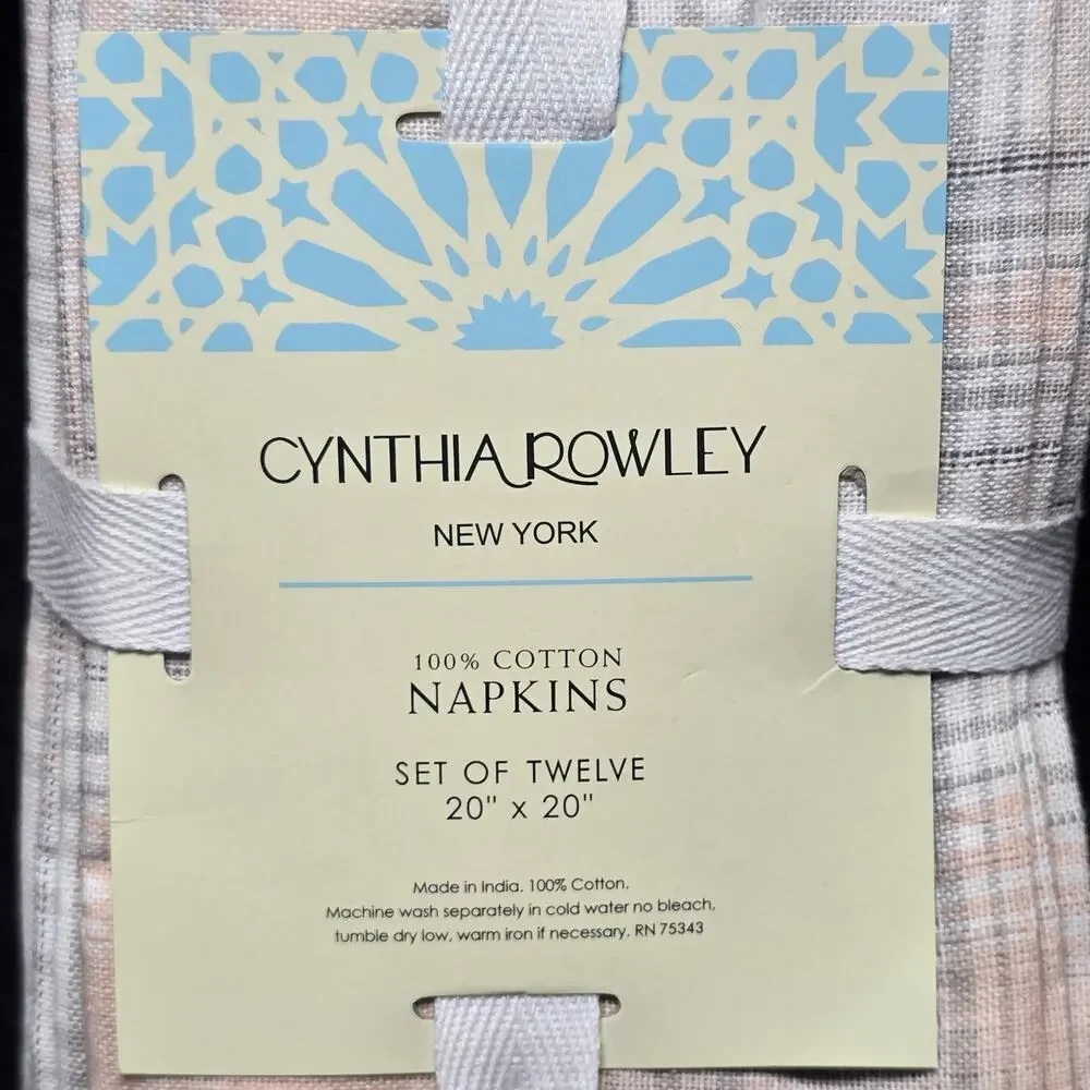 Cynthia Rowley 100% Cotton Napkin Set of Twelve 20